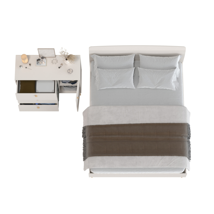 Спальные гарнитуры, Кровать 1600 двуспальная Афина и тумба-комод Афина