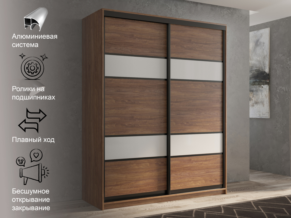 Шкафы-купе 2-х дверные, Шкаф-купе 2х дверный Кааппи 8 120х60