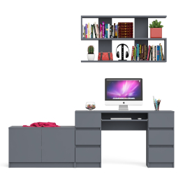 Стол компьютерный Мори МС-2 с верхней полкой и тумбой МА900.1