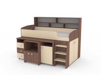 Кровать чердак Малыш 5, Бодего Темный