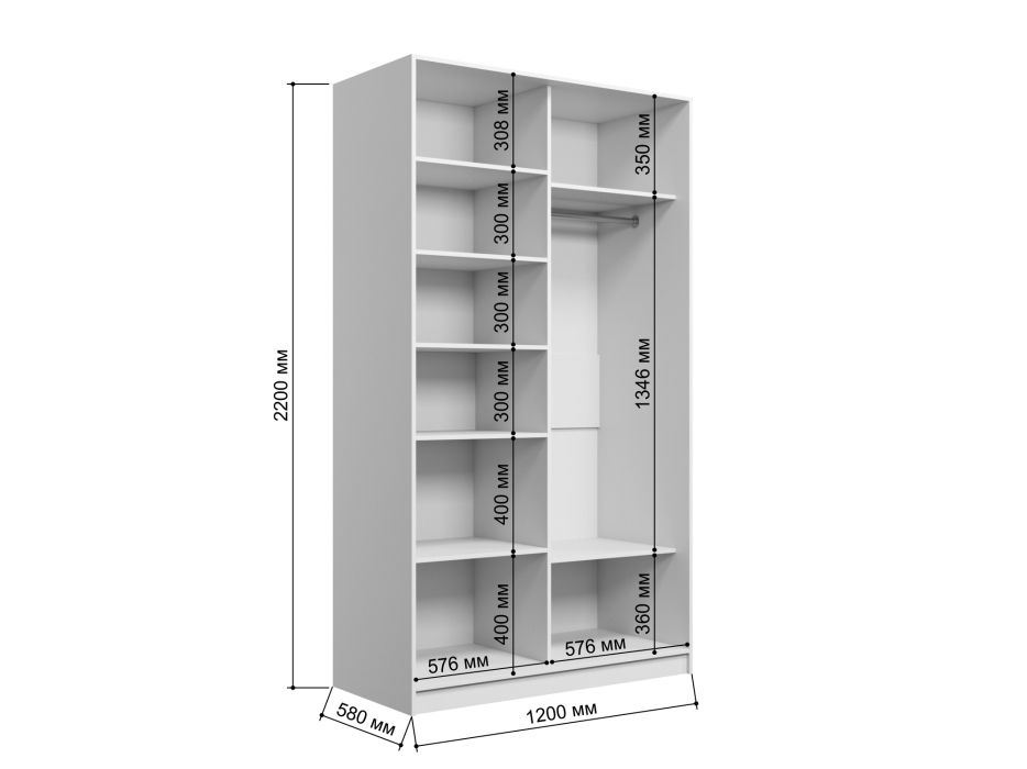 Шкафы-купе 2-х дверные, Шкаф купе 2-х дверный Амстердам 120