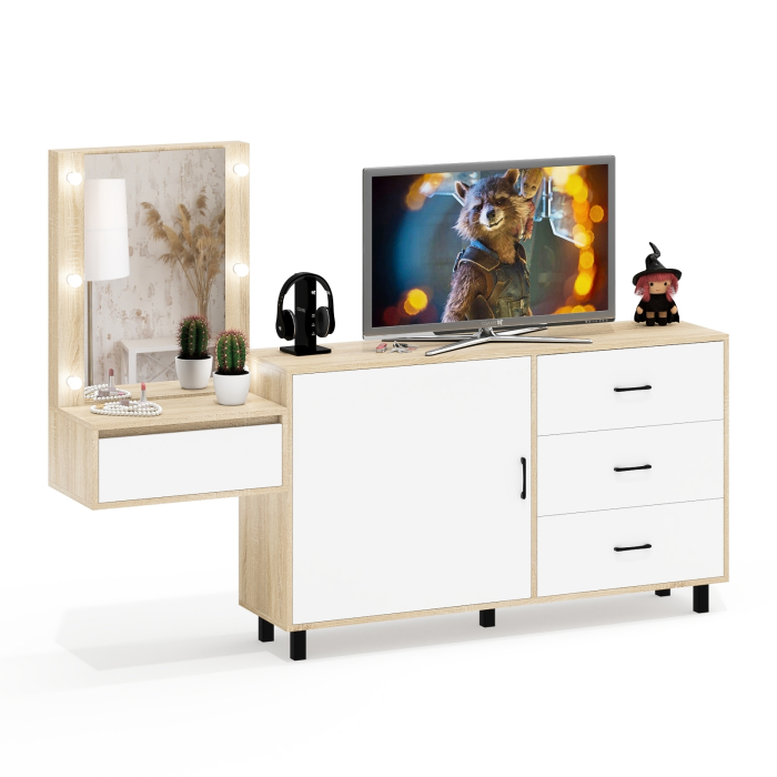 Туалетные столики, Стол косметический навесной с подсветкой и комод 122-1504