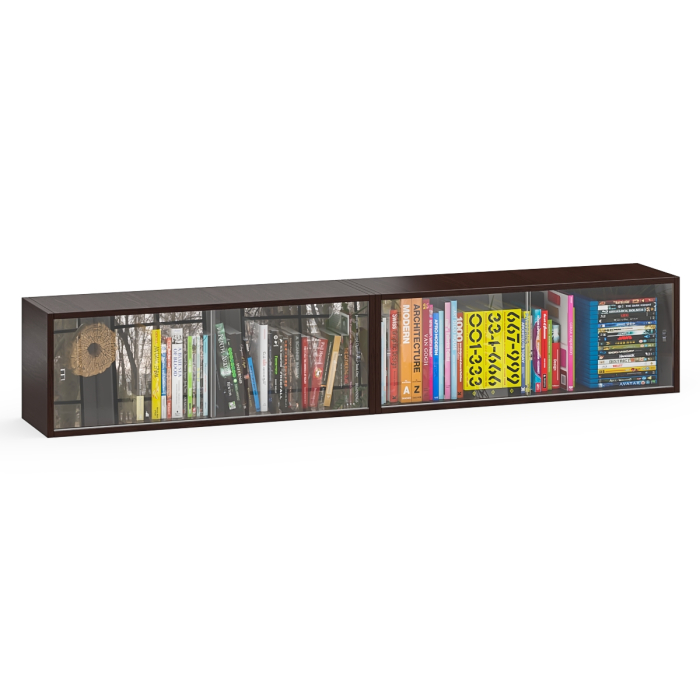 Настенные полки, Комплект из двух книжных полок со стеклом КН-01