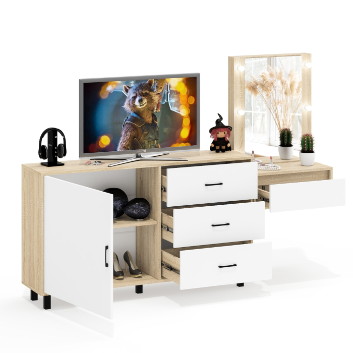 Туалетные столики, Стол косметический навесной с подсветкой и комод 122-1504