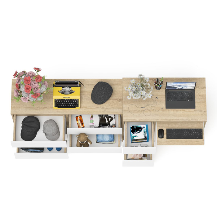 Домашние кабинеты, Комод Мори МК1200 6-ть ящиков со столом компьютерным МС-6 левым