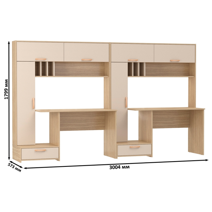 Прямые компьютерные столы, Лайт столы письменные 03.243Н с верхними полочками