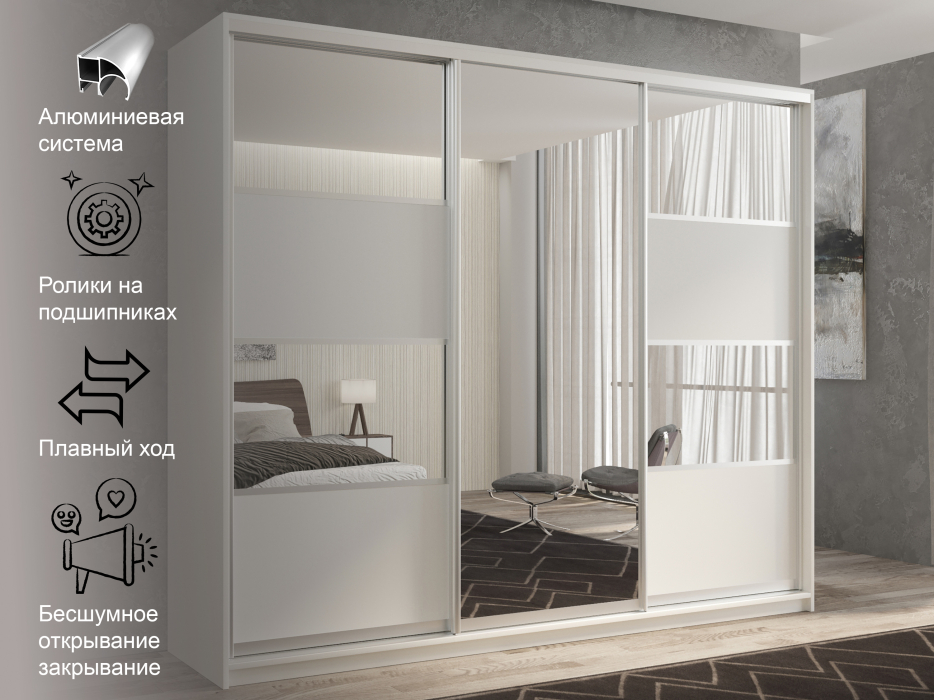 Шкафы-купе 3-х дверные, Шкаф-купе 3х дверный Кааппи 5 210х45