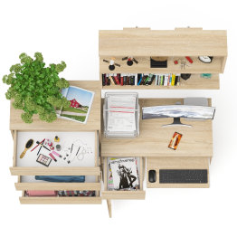 Стол компьютерный Мори с тумбой слева с высоким комодом МК700-5 и полкой 900