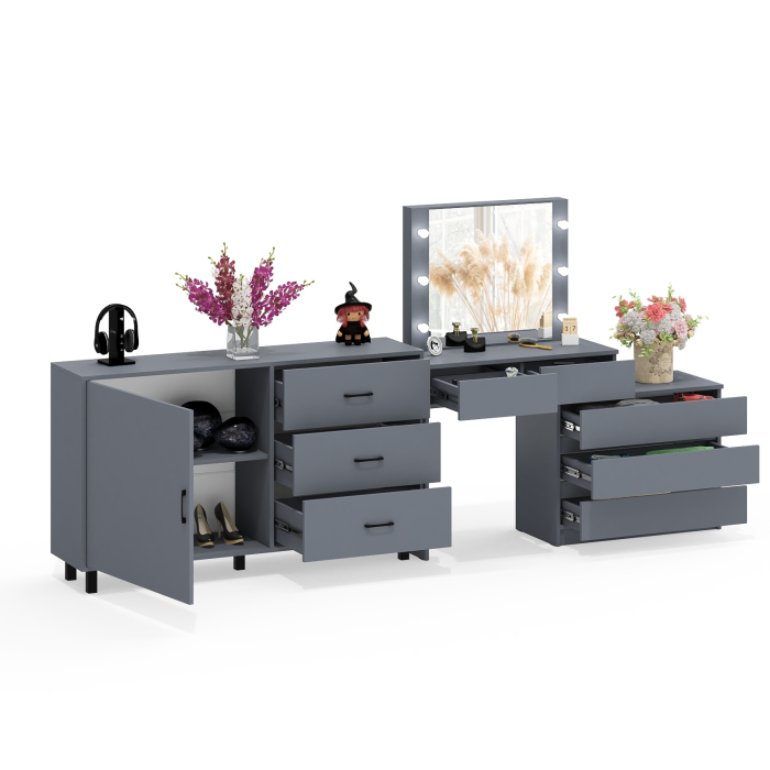 Туалетные столики, Стол-трансформер косметический с подсветкой 110 и комод-тумба три ящика 122-1504