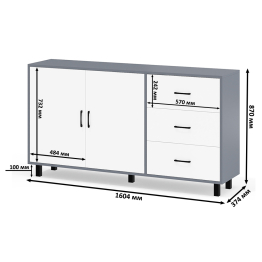 Широкий тумба-комод с ящиками и дверками РВК 123-1604