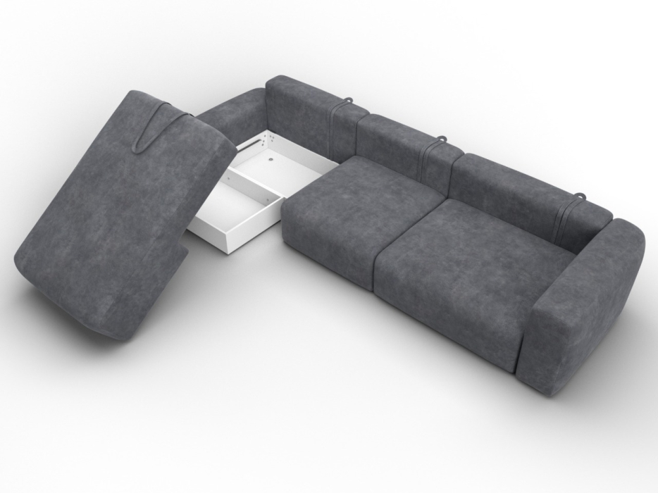 Диваны угловые в гостиную, Диван угловой Лига-066 НПБ Лонг угол левый, велюр BRUT