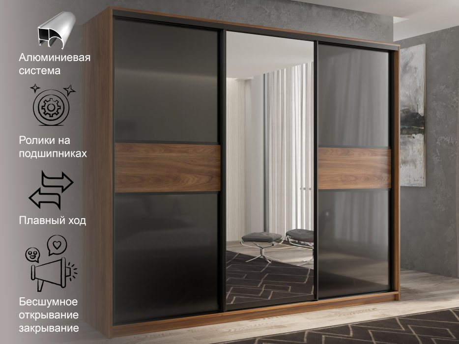 Шкафы-купе 3-х дверные, Шкаф-купе 3х дверный Кааппи 9 240х60