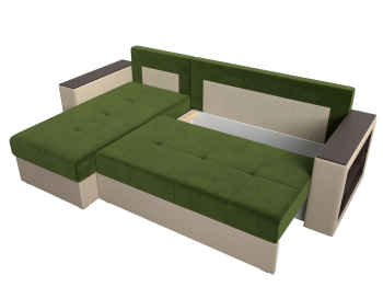 Диван угловой Дубай Лайт, микровельвет/экокожа, левый угол