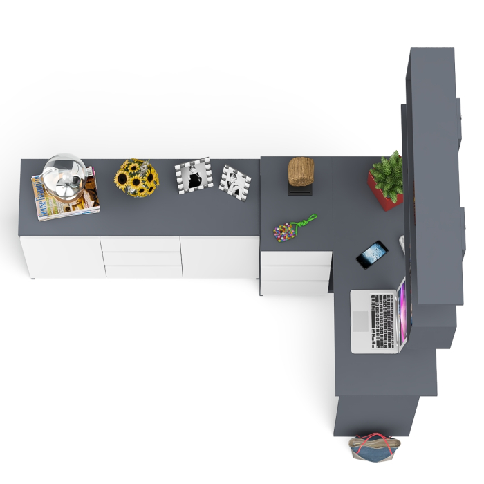 Домашние кабинеты, Угловой компьютерный стол Мори МС-16 левый с верхней полкой и тумбой-комодом 1200-3