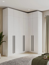 Угловой шкаф для одежды распашной с ящиками и антресолью, София, 2600х2100х1300мм