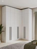 Шкафы, Угловой шкаф для одежды распашной с ящиками и антресолью, София, 2600х2100х1300мм