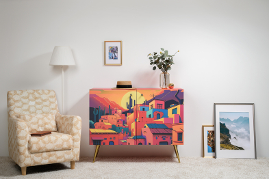 Комод-тумба Кармин 16.230.03, фасады с рисунком Бразильские домики