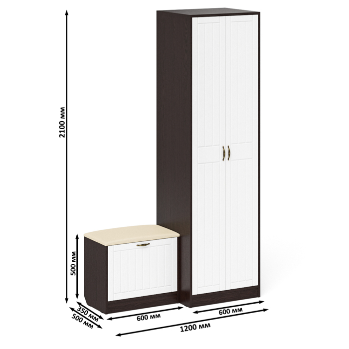 Прихожие, Шкаф для прихожей с обувницей с сиденьем П-6 № 10 МДФ фрезеровка прованс
