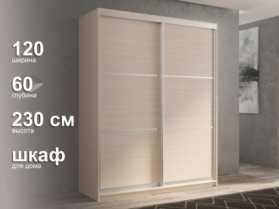 Шкафы-купе 2-х дверные, Шкаф-купе 2х дверный Кааппи 4 120х60