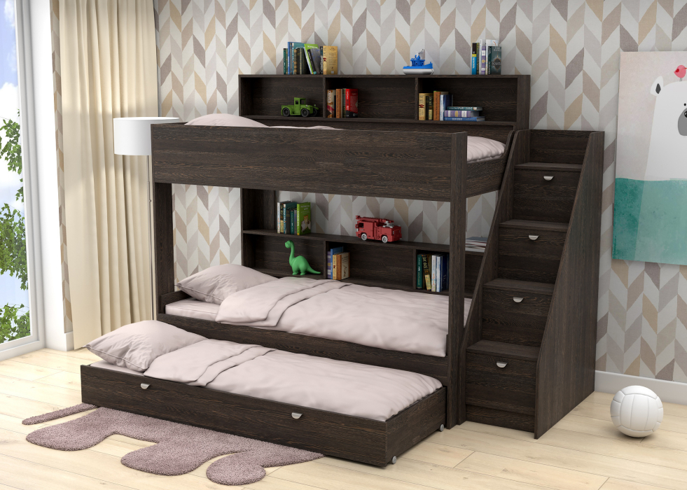 Для подростка, Трехъярусная кровать Golden Kids 10.1 венге