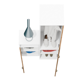 Пенал с выдвижной штангой и полкой и тумба с нишей Лидер-8