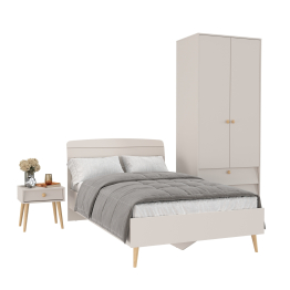 Шкаф 2-х дверный с кроватью Афина 1200 и прикроватной тумбочкой