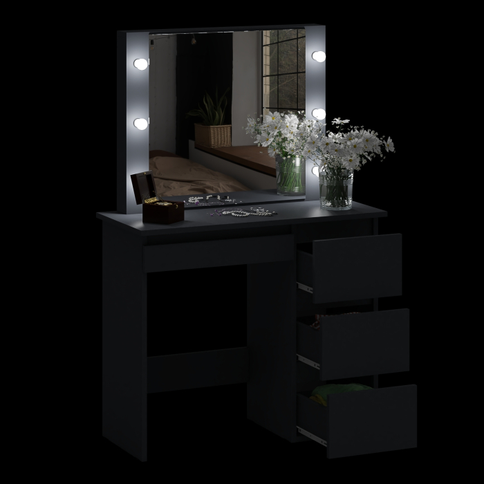 С зеркалом, Стол косметический с подсветкой Сура
