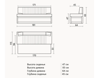 Прямой кухонный диван Парус 181 Дуб крафт золотой