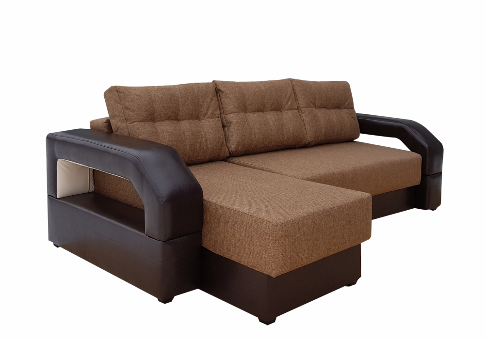 Диваны угловые, Диван угловой Манчестер 160 с подсветкой, правый, рогожка/экокожа