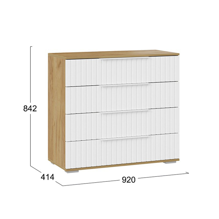 Детские комоды, Комод Хилтон, дуб крафт золотой, белый матовый