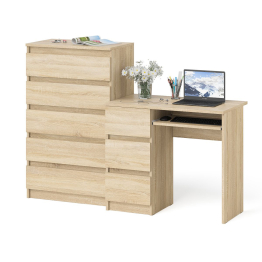Комод высокий Мори МК700 5-ть ящиков и стол компьютерный Мори МС-6 левый