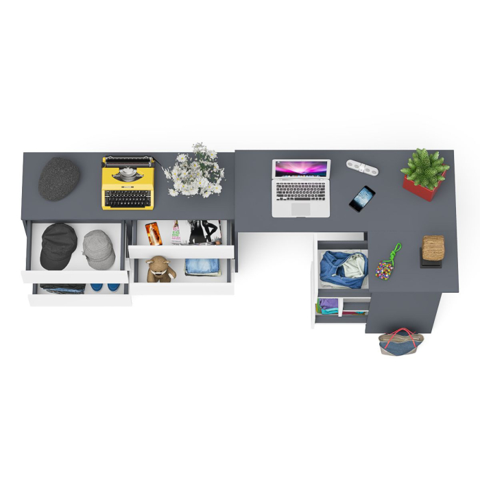 Компьютерные столы, Комод Мори 1200 6 ящиков и компьютерный угловой стол МС-16 правый