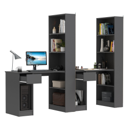 Два компьютерных стола со стеллажом Лайт 10.01