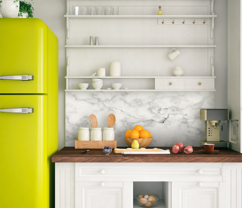 Стеновые панели, Интерьерная панель из стекла 1000*600*6 мм MGF16_мрамор_белый