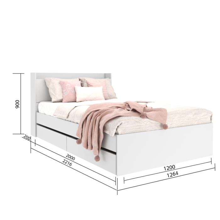 Кровати 120х200, Кровать Астра с ящиками 1200х2000