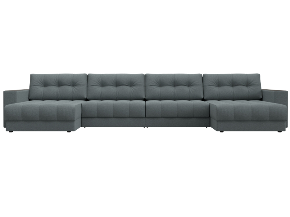 Дизайнерские диваны для гостиной, Диван П-образный с декором Лига-049 НПБ Лонг, рогожка Амур