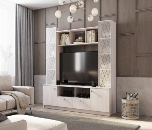Стенка в гостиную Зарина ЦС-01, ясень белый