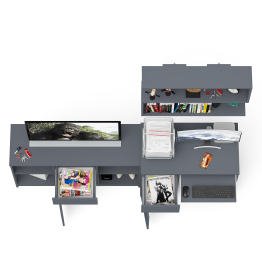 Тумба для техники МТВ1204.1 с компьютерным столом Мори МС-1 левым и полкой навесной