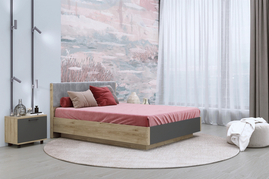 Кровати 180х200, Модульная система Грейс Кровать КР-4014  Гикори Джексон Светлый