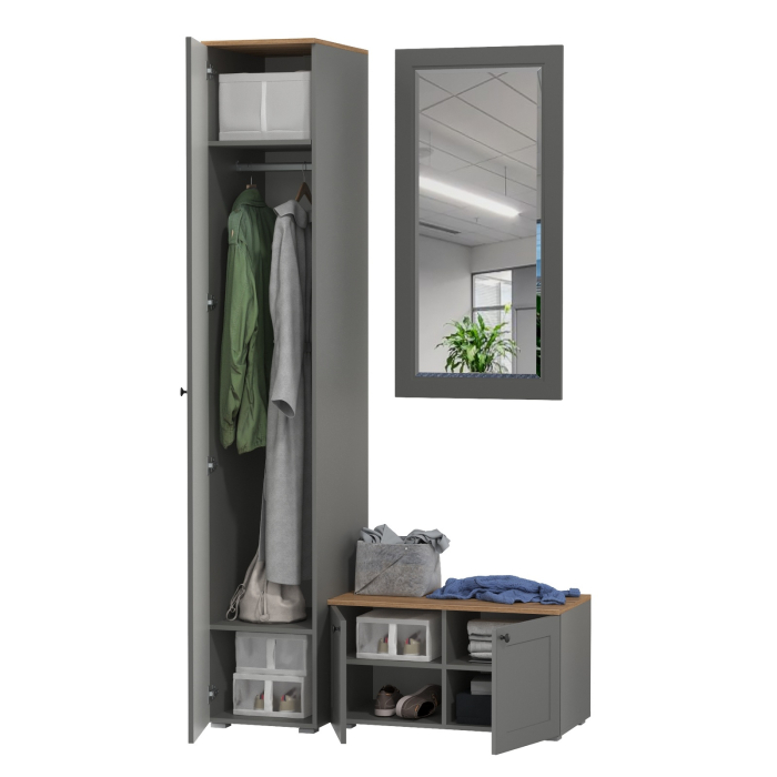 Прихожие, Тумба с зеркалом и шкафом-пеналом в прихожую Остин