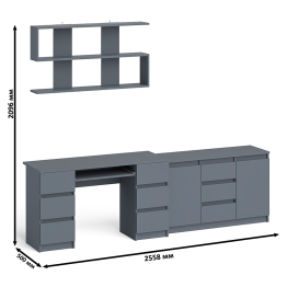 Двухтумбовый стол компьютерный с ящиками МС-2 с тумбой-комодом и полкой 1200 Мори