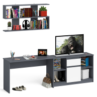 Прямые компьютерные столы, Тумба большая с дверками и нишами с письменным столом Мори и верхней полкой на 1200