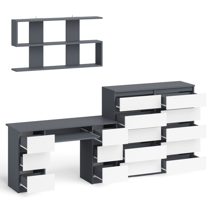 Домашние кабинеты, Комод Мори МК1200.10 со столом компьютерно-письменным и полкой сверху