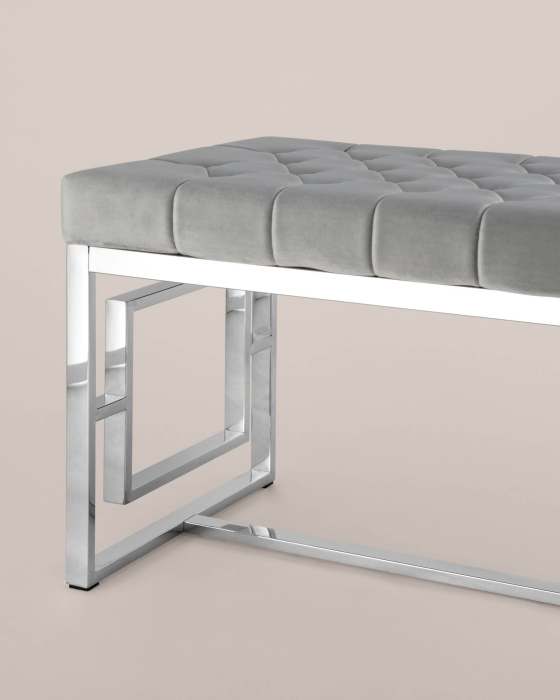Банкетка в прихожую, Банкетка-скамейка БРУКЛИН (Сталь серебро)