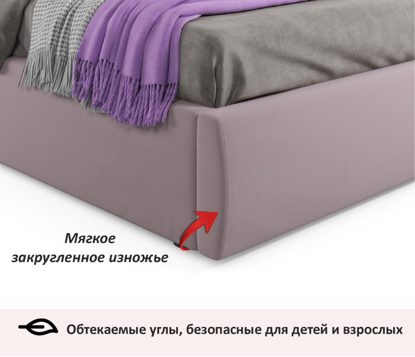 Кровати с мягким изголовьем, Мягкая кровать Selesta 1600 с матрасом PROMO B COCOS с подъемным механизмом