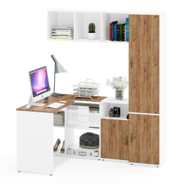 Место для работы и учёбы Лидер-8 из стола с  полкой и тумбы с пеналом МД 21Б