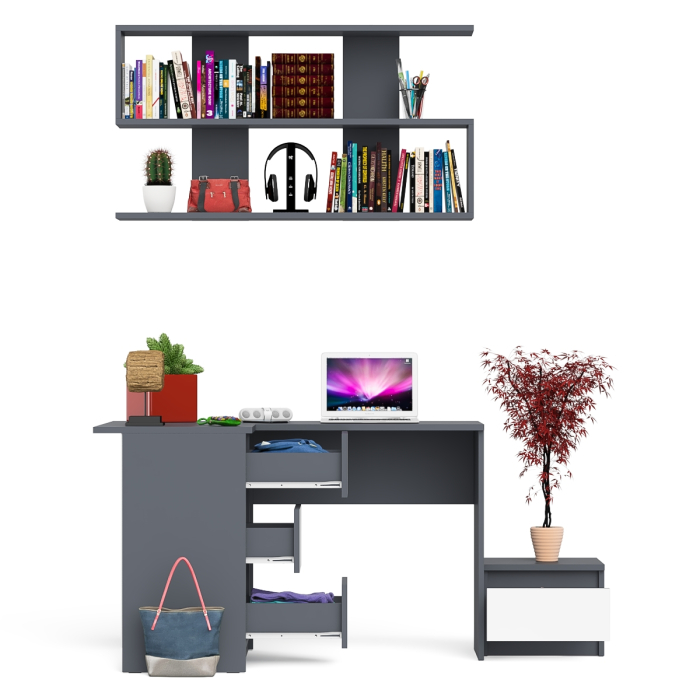 Угловые, Угловой стол компьютерный Мори МС-16 левый с тумбочкой с ящиком 400 и полкой на 1200