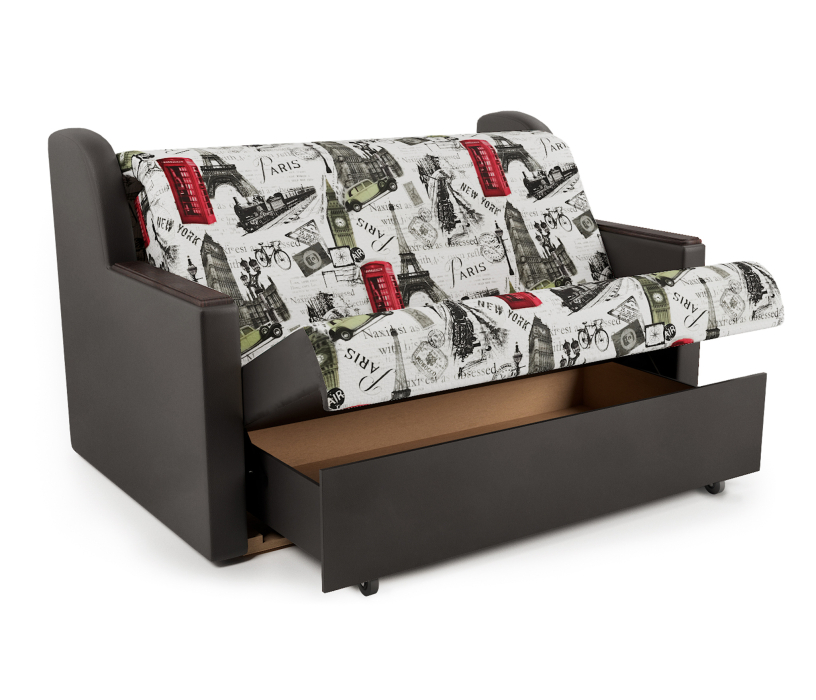 Диваны с ящиком для белья, Диван-кровать Аккорд Д 120, велюр/экокожа