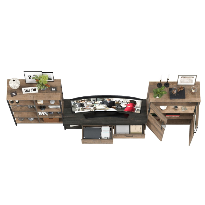 Стенки для гостиной, Гостиная с комодом-витриной с подсветкой серии Трувор № 58