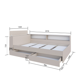 Набор Кровать Ксения 1200 с ящиками и прикроватным блоком